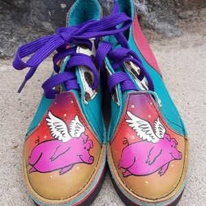 Handmade Little Kid's Leather Shoes, Flying Pig